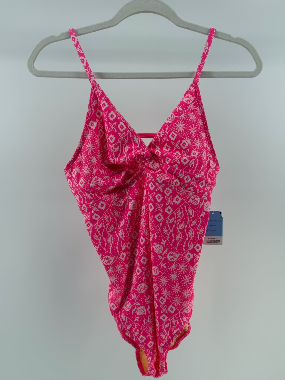 NWT Lands' End Hot Pink Printed One Piece Swimsuit, Girl's XL 14+-16+
